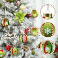 SUPREME XMAS 12 Pcs Velvet Christmas Ornaments Set 80mm Green Red White by Deal US