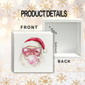XUNLURY Santa Wooden Box Sign Pink Christmas Decor 5x5 Inch by Deal US