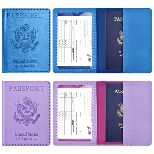 Eoehro Passport Holder for Travel Essentials-2Pack, Passport Wallet Cover Case for Travel Must Haves Accessories,Passport Book Holders for Women and Men