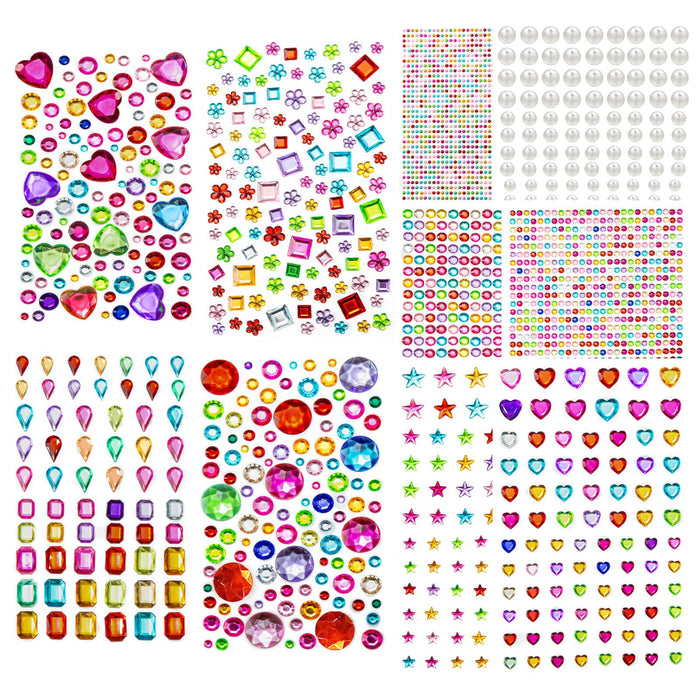Self Adhesive Gems for Crafts, Acrylic Bling Heart Sticker, Jewel