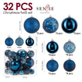 Senjie Night Blue Shatterproof Christmas Ornaments 32pcs Set Plastic by Deal US