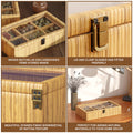 Fllamo Rattan Storage Box with Lid 6 Compartments Brown 11.8x7.8x3in by Deal US