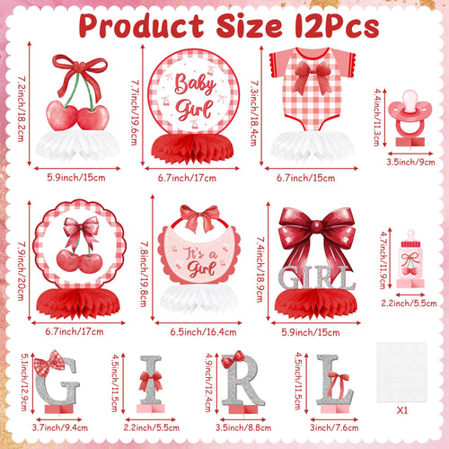 ArowlWesh Red Bow Baby Shower Honeycomb Centerpiece Table Decoration by Deal US
