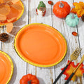 JarThenaAMCS 40Pcs Fall Oval Paper Plates Orange Gold Foil 9x7.7in by Deal US