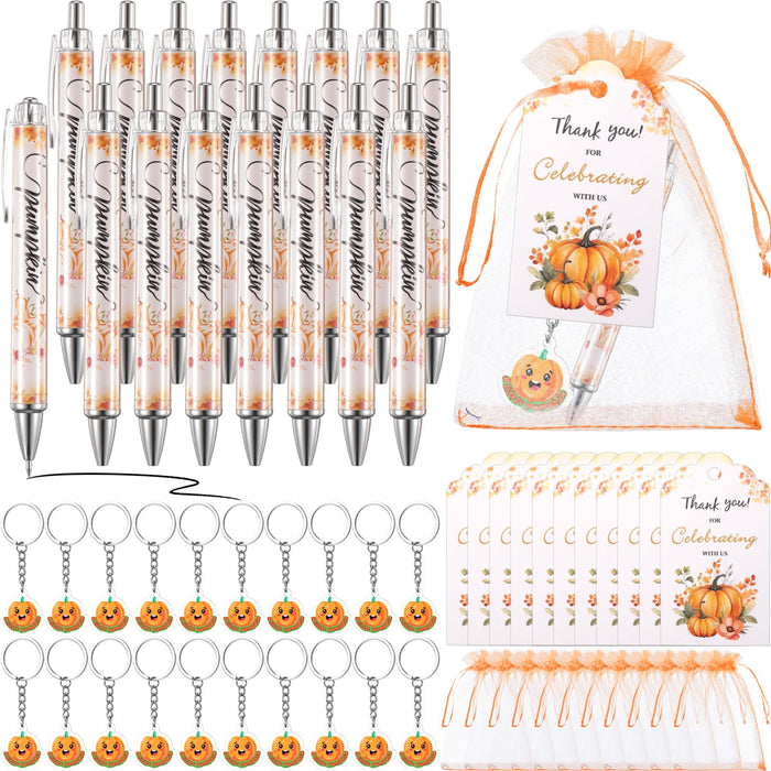 AmazingSpark 36 Sets Fall Baby Shower Favors Pumpkin Pens Keychains Orange by Deal US