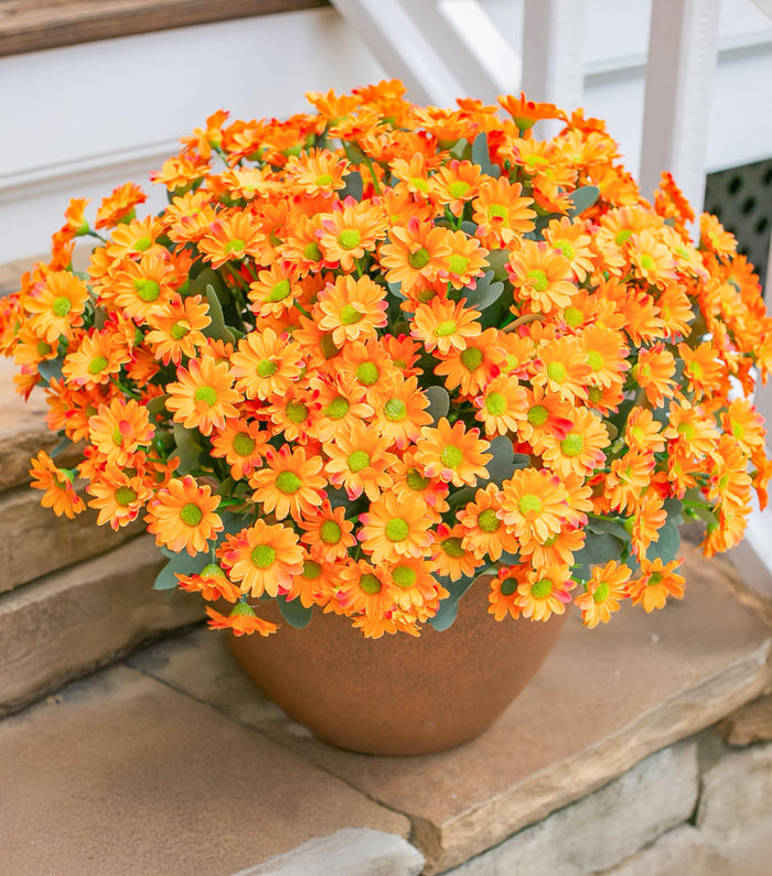 INSPRING Daisy Artificial Outdoor Silk Flowers 6 Bundles Orange UV Resistant by Deal US