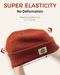 XMMAXFLOW Thick Knitted Winter Beanie Hat Cuffed Skull Cap Dark Orange by Deal US