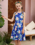 Ahegao Hawaiian Flower Girls Dress Lace 3D Flower Blue Pink Green Size 10 by Deal US