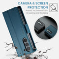 PU Leather Magnetic Flip Wallet Case for Samsung Galaxy Z Fold 6 with Card Holder Kickstand Blue by Merch Section