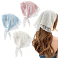 Shudyear Women Lace Head Scarf Bandana - 3 Pack Boho Floral Triangle Headband, Summer Beach Hair Accessories Headscarves for Women Girls