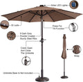 VILLACERA 83-OUT5421 9 LED Lighted Outdoor Patio 8 Steel Ribs and Push Button T by Vanessa Jane