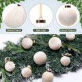 HyDren 24Pcs Beige Velvet Shatterproof Christmas Ornaments Balls 3.15,2.76,2.36" by Deal US
