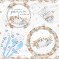 MEHOFOND Blue Pumpkin Baby Shower Party Supplies 193 Pcs Tableware Set by Deal US