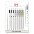uniball uniONE Gel Pen, Retractable, Medium 0.7 mm, Inspirational Ink-Color Assortment, White Barrel, 8/Pack