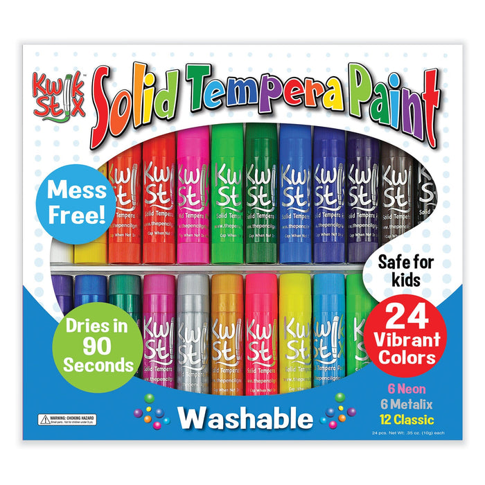 The Pencil Grip Kwik Stick Tempera Paint, 3.5", Assorted Colors, 24/Pack