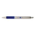 Zebra F-402 Ballpoint Pen, Retractable, Fine 0.7 mm, Blue Ink, Stainless Steel/Blue Barrel