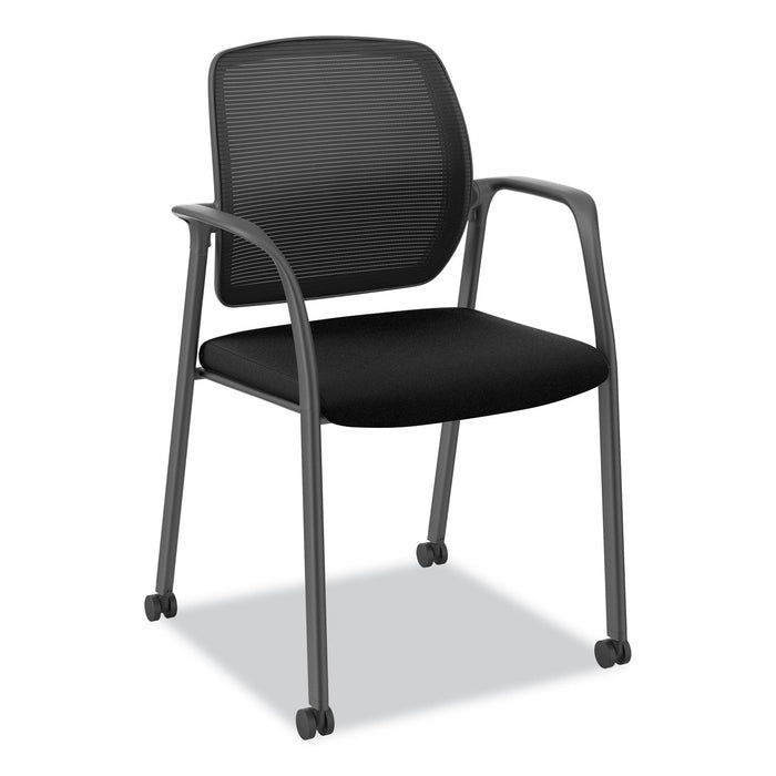HON Nucleus Series Recharge Guest Chair, Supports Up to 300 lb, 17.62" Seat Height, Black Seat/Back, Black Base