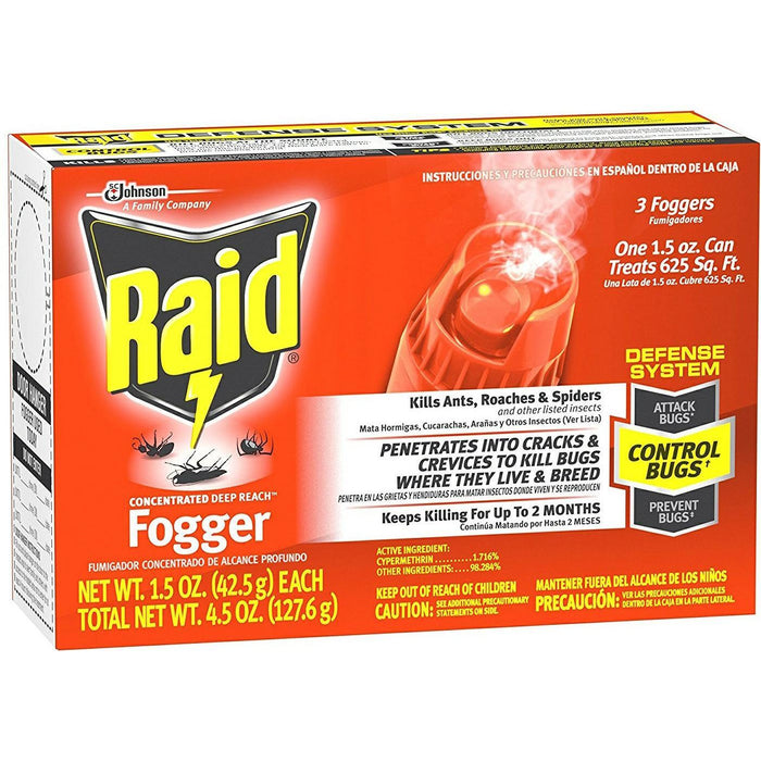 Raid Concentrated Deep Reach Fogger, 3-Pack (6 oz Cans) by Pasteur Pharmacy
