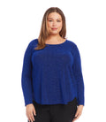 Karen Kane Womens Plus Size Metallic Knit Shirttail Top, Size OX by Vanessa Jane