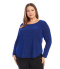Karen Kane Womens Plus Size Metallic Knit Shirttail Top, Size OX by Vanessa Jane