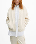 Mango Womens Knitted Pockets Bomber Jacket - Ecru, Size XS by Vanessa Jane