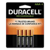 Duracell Rechargeable StayCharged NiMH Batteries, AAA, 4/Pack