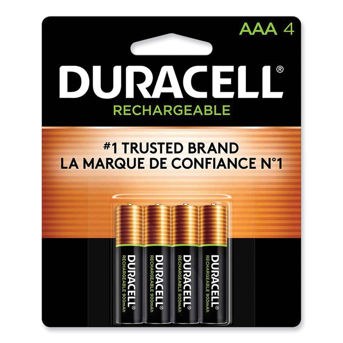 Duracell Rechargeable StayCharged NiMH Batteries, AAA, 4/Pack