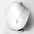 Round Blue Sapphire Prong Silver Double Heart Pendant Necklace by Fine Color Jewels