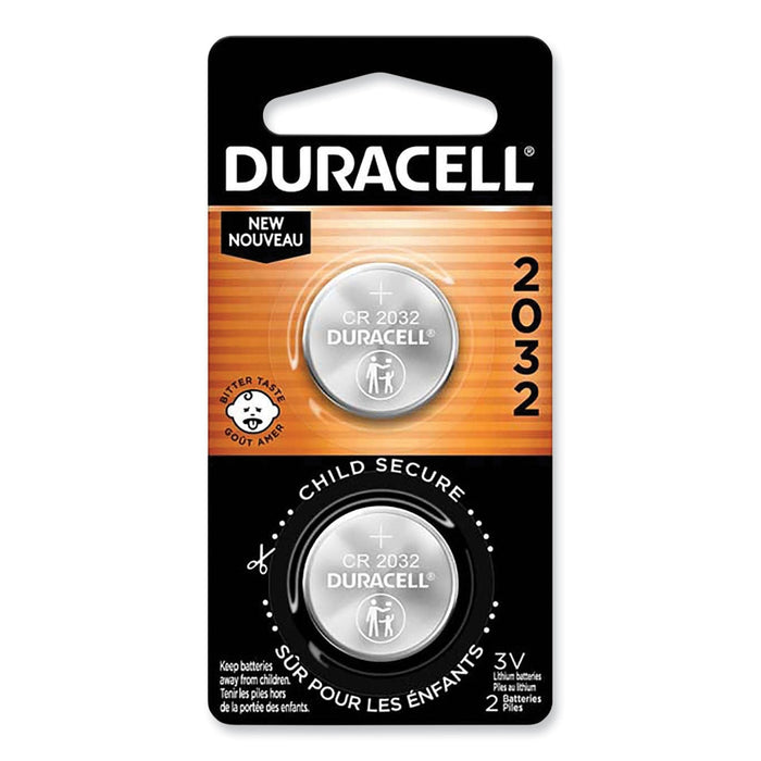 Duracell Lithium Coin Batteries With Bitterant, 2032, 2/Pack