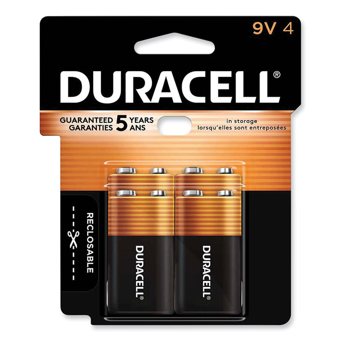 Duracell CopperTop Alkaline 9V Batteries, 4/Pack