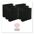 Universal Slant D-Ring View Binder, 3 Rings, 2" Capacity, 11 x 8.5, Black, 6/Carton