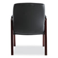 Alera Madaris Series Bonded Leather Guest Chair, Wood Trim Legs, 25.39" x 25.98" x 35.62", Black Seat/Back, Mahogany Base