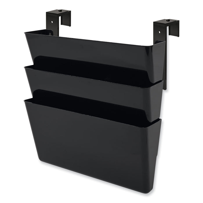 deflecto DocuPocket Stackable Three-Pocket Partition Wall File, 3 Sections, Letter Size, 13" x 4", Black