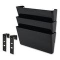 deflecto DocuPocket Stackable Three-Pocket Partition Wall File, 3 Sections, Letter Size, 13" x 4", Black
