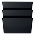 deflecto DocuPocket Stackable Three-Pocket Partition Wall File, 3 Sections, Letter Size, 13" x 4", Black