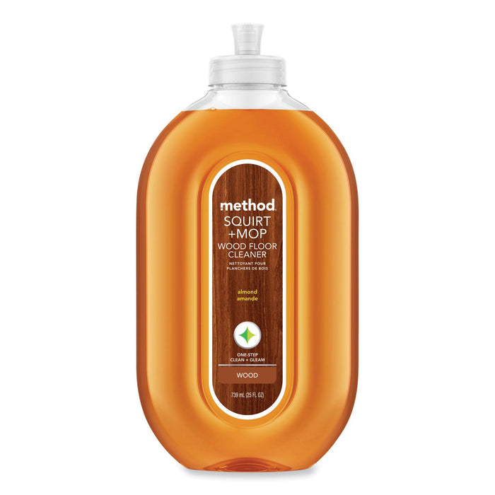 Method Squirt + Mop Wood Floor Cleaner, Almond Scent, 25 oz Squirt Bottle, 6/Carton