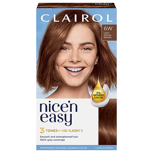 Nice’n Easy Hair Color, Permanent, Light Mocha Brown 6 W by Pasteur Pharmacy