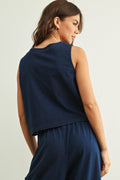 Dye And Wash Knitted Top: Indigo by Boutique 23
