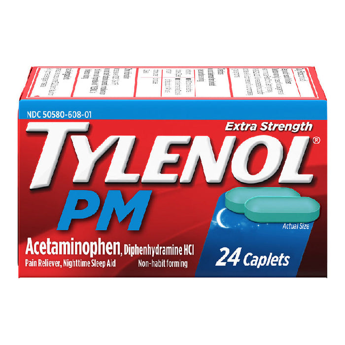 Tylenol PM Extra Strength Acetaminophen 24 Caplets by Pasteur Pharmacy