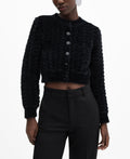 Mango Womens Faux Fur Knit Cardigan - Black, Size Small by Vanessa Jane