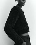 Mango Womens Faux Fur Knit Cardigan - Black, Size Small by Vanessa Jane