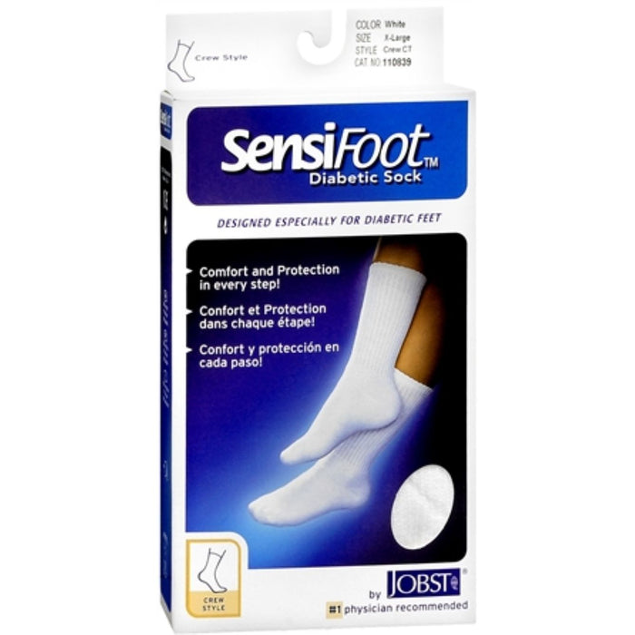 Jobst Sensifoot 8 - 15 Diabetic Crew Socks White Ex-large by Pasteur Pharmacy