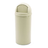 Rubbermaid Marshal Classic Container, Round, Polyethylene, 15 gal, Beige