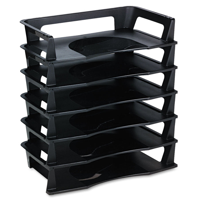 Rubbermaid Regeneration Recycled Plastic Letter Tray, 6 Sections, Letter Size Files, 9.13" x 15.25" x 2.75", Black