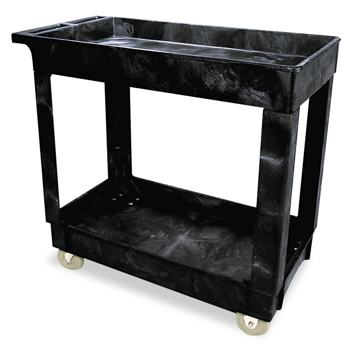 Rubbermaid Service/Utility Carts, Plastic, 2 Shelves, 500 lb Capacity, 34.13" x 17.38" x 32.38", Black