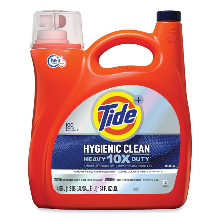 Tide Hygienic Clean Heavy 10x Duty Liquid Laundry Detergent, Original, 154 oz Bottle, 4/Carton