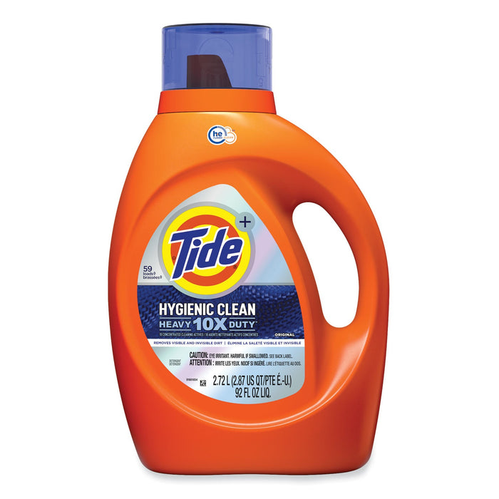 Tide Hygienic Clean Heavy 10x Duty Liquid Laundry Detergent, Original, 92 oz Bottle, 4/Carton