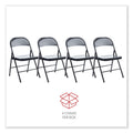 Alera Armless Steel Folding Chair, Supports Up to 275 lb, Black, 4/Carton