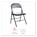 Alera Armless Steel Folding Chair, Supports Up to 275 lb, Black, 4/Carton
