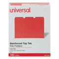 Universal Reinforced Top-Tab File Folders, 1/3-Cut Tabs: Assorted, Letter Size, 1" Expansion, Red, 100/Box